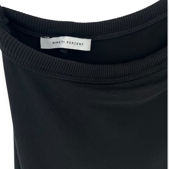 NWOT Ninety Percent Black Stretch Asymmetric Strap Dress | One-Shoulder Dress - Picture 8 of 10